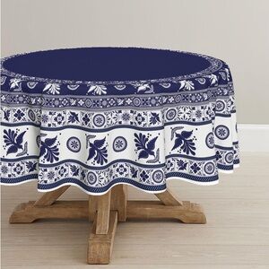 Mexico Round Tablecloth 70" x 70"
Cinco De Mayo Fiesta Design Blue 
Washable